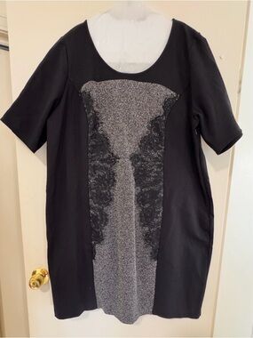 Lane Bryant Black Dress with Metallic Center Panel
